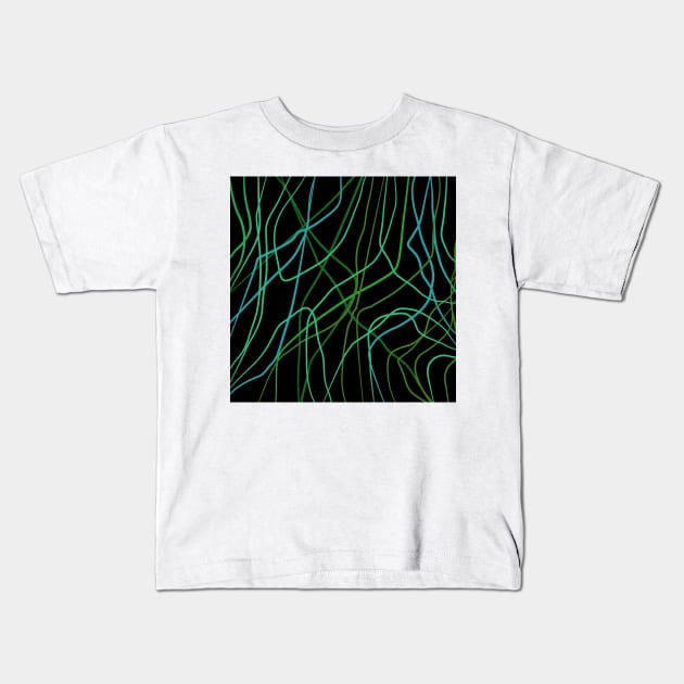 Green and black lines Kids T-Shirt by jen28
